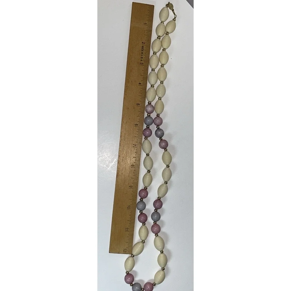 VTG NAPIER Necklace colorful Pale pastel decor gold tone Spacers 14